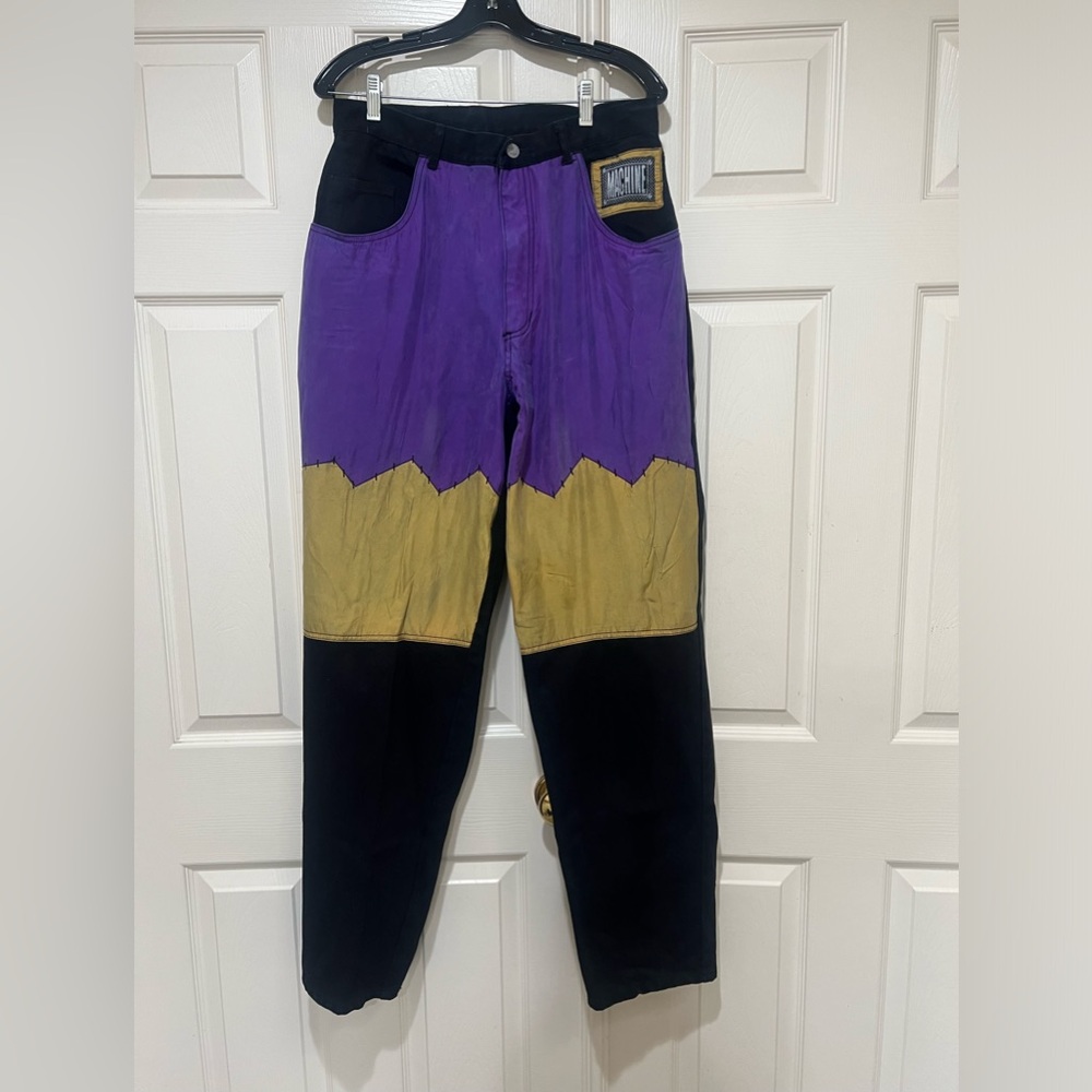 Vintage 90s Y2K‎ Machine Jeans COLOR BLOCK Mens 34x34 HipHop Urban StreetWear